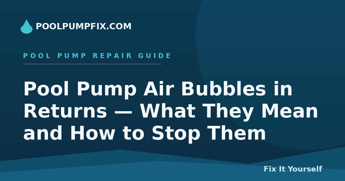 Pool Pump Air Bubbles in Returns — What They Mean and How to Stop Them
