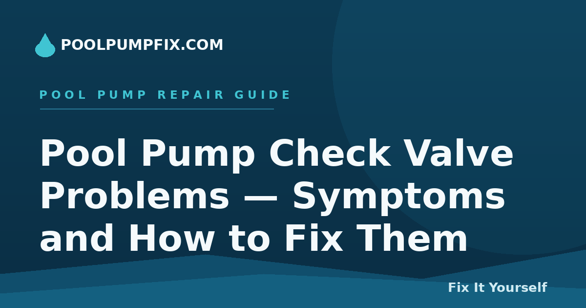 Pool Pump Check Valve Problems — Symptoms and How to Fix Them