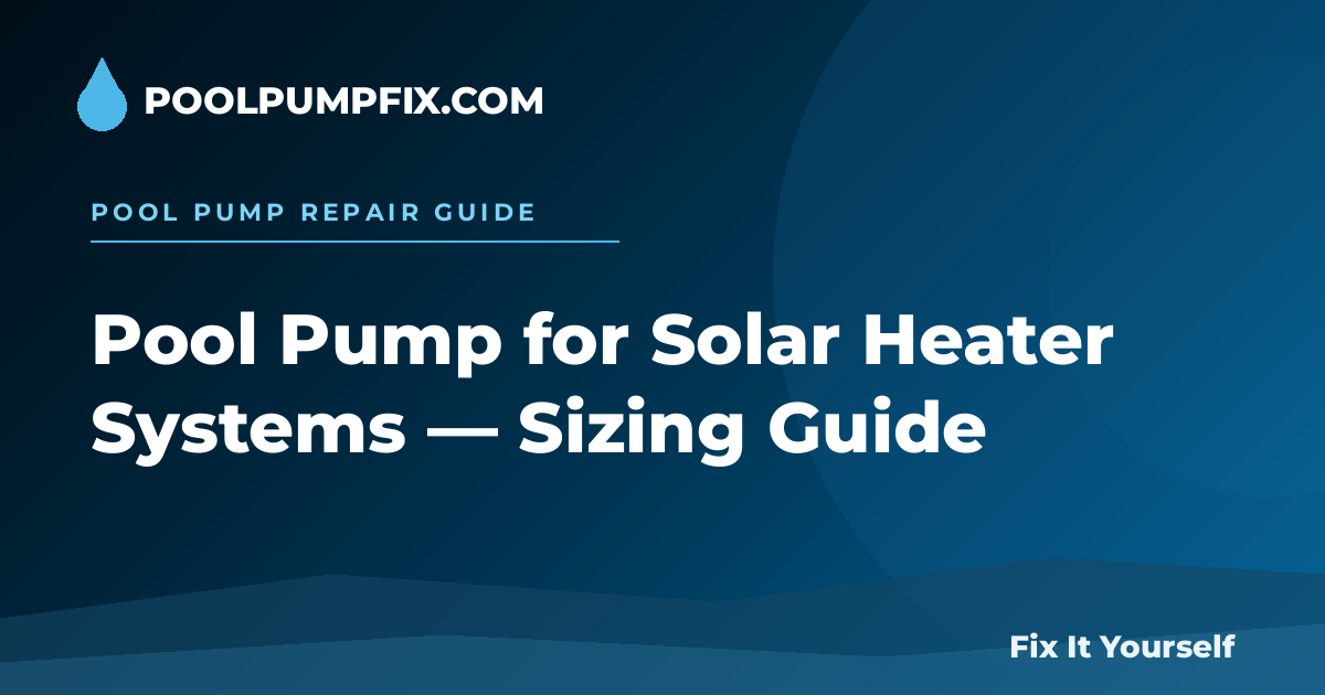 Pool Pump for Solar Heater Systems diagram