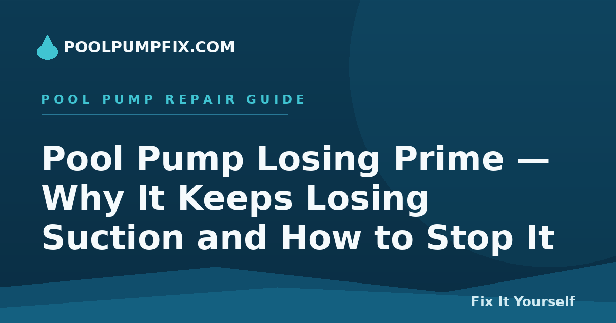 Pool Pump Losing Prime — Why It Keeps Losing Suction and How to Stop It