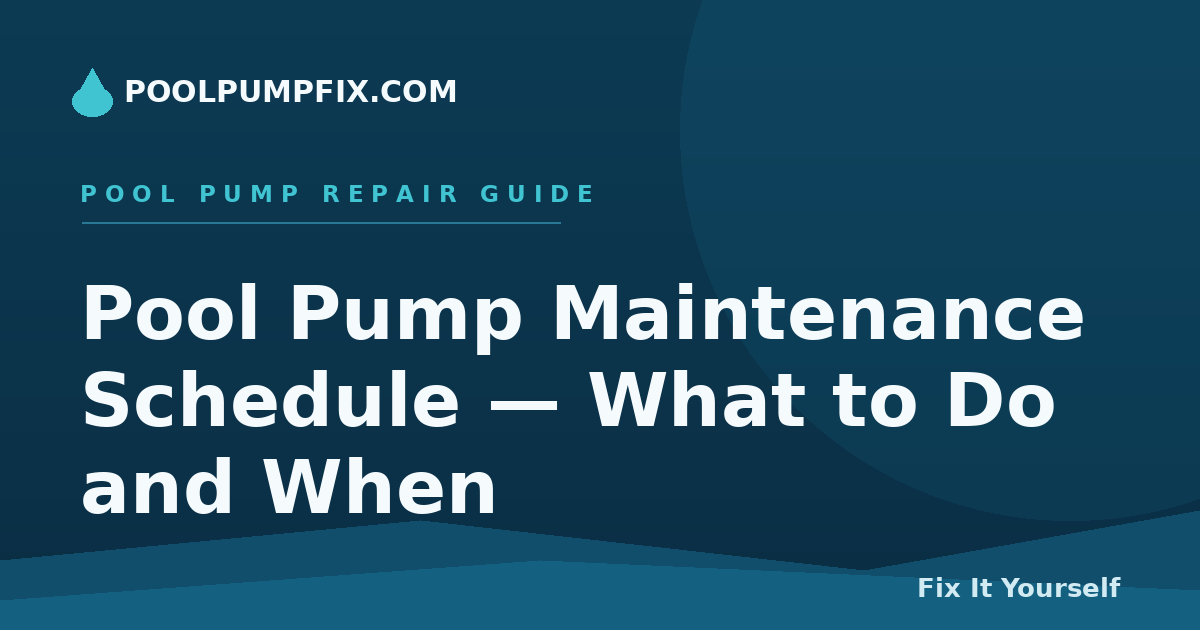 Pool Pump Maintenance Schedule — What to Do and When