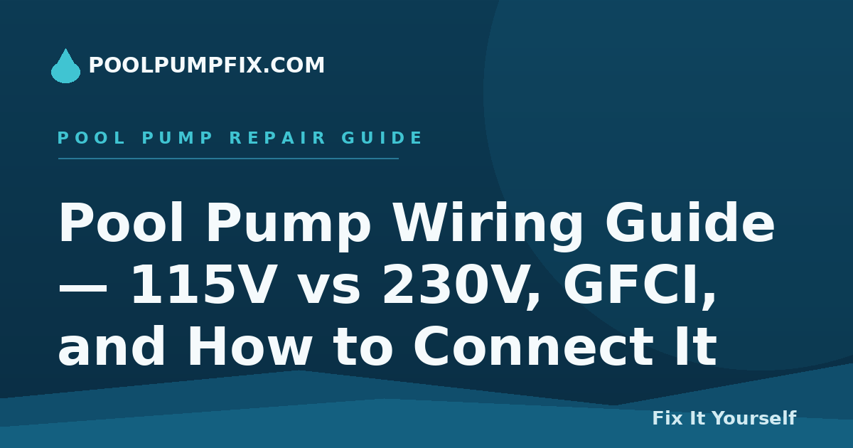 Pool Pump Wiring Guide — 115V vs 230V, GFCI, and How to Connect It